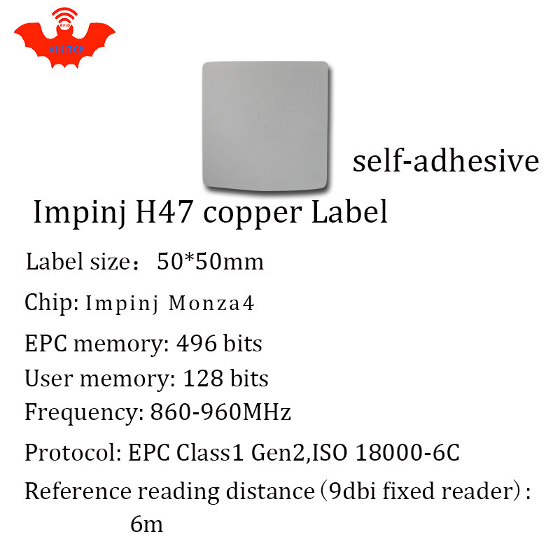 UHF RFID แท็กสติกเกอร์ Impinj H47 พิมพ์ทองแดง LABEL 915m 860-960MHZ Higgs3 EPCC1G2 6C สมาร์ทกาว passive RFID ป้าย