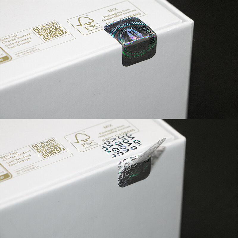 300/600pcs 2.5x1.5cm 보안 씰 Tamper Proof 스티커 홀로그램 보증 Void 레이저 라벨 일련 번호 접착 라벨