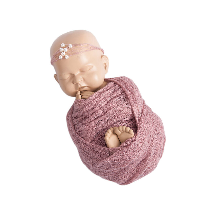 Noworodek fotografia rekwizyty akcesoria do owijania niemowlę sesja zdjęciowa koc solidna koronka dziecko miękkie rozciągliwe okłady nakrycia głowy