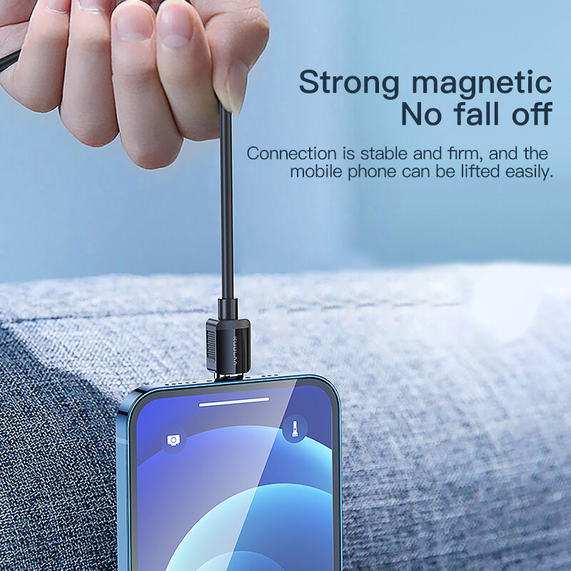 KUULAA Kabel Magnetik USB Tipe C Kabel Mikro USB C Kabel untuk iPhone Xiaomi Poco X3 Pro F3 Magnet Kabel Pengisi Daya Telepon Kawat USBC