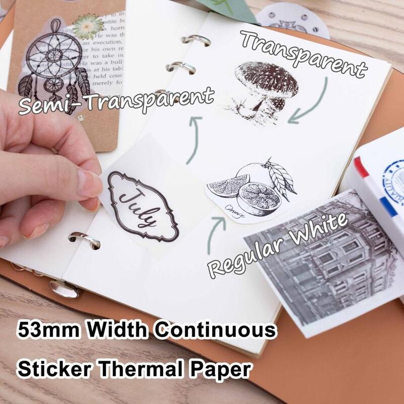 Phomemo-papel térmico para impresora de bolsillo, adhesivo transparente, semitransparente, Regular, serie Phomemo M02, 3 rollos
