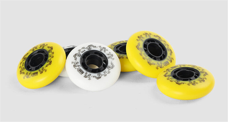52 104 208 인라인 스케이트 신발용 파이어 스톤 스케이트 휠 [72mm 76mm 80mm], 흰색 노란색 인라인 롤러 스케이트 바퀴