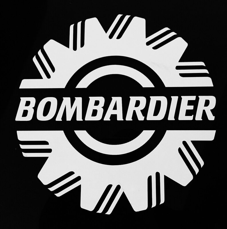Jptz verschiedene größen, Bombardier logo, vier stücke von polyethylen aufkleber, geeignet für autos, diesel fahrzeuge und comput