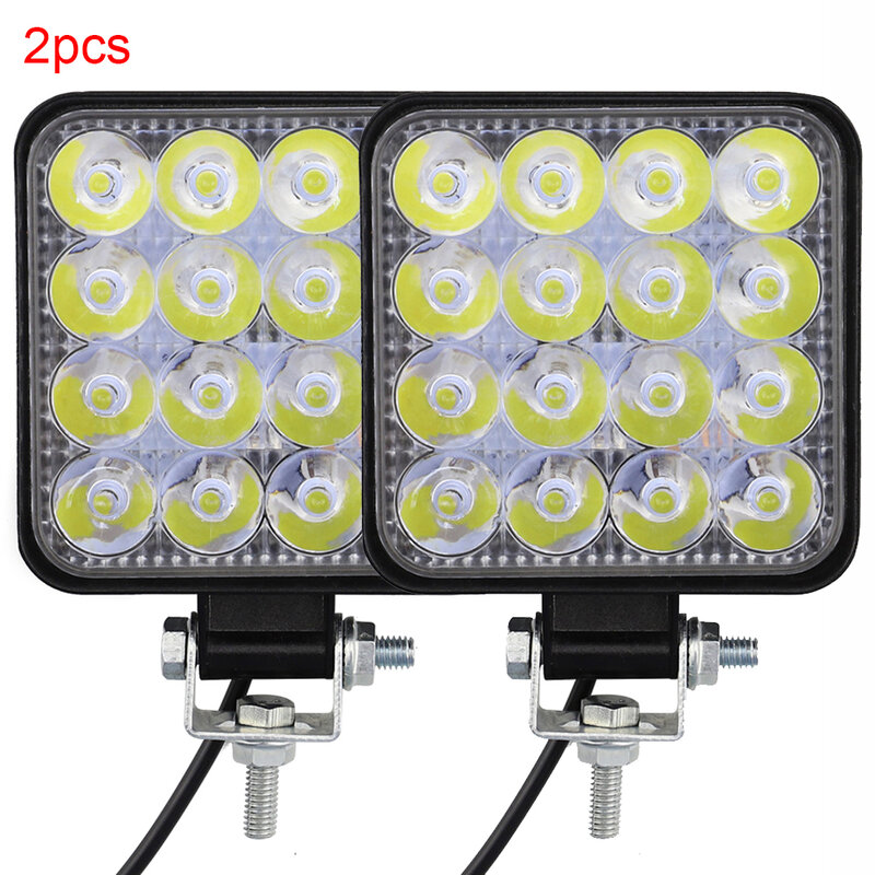 2Pcs 48W fendinebbia quadrate lampada per auto diodo LED fari SUV camion guida faretto luce di lavoro per riparazione auto campeggio