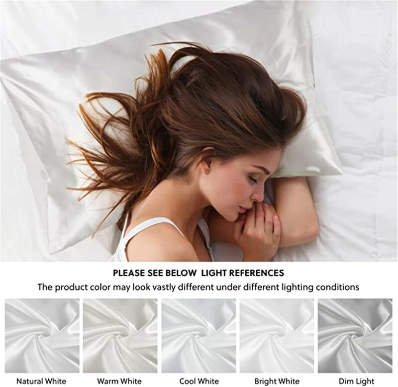 JuwenSilk-Funda de almohada de satén para el pelo y la piel, cubierta antideslizante con cierre de sobre