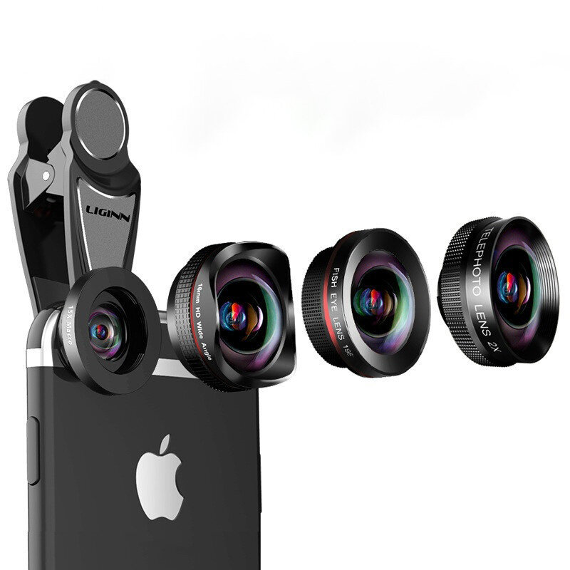 L-638 Distortion-free 4K wide-angle+15X macro+HD fisheye+2 times four-in-one mobile phone lens