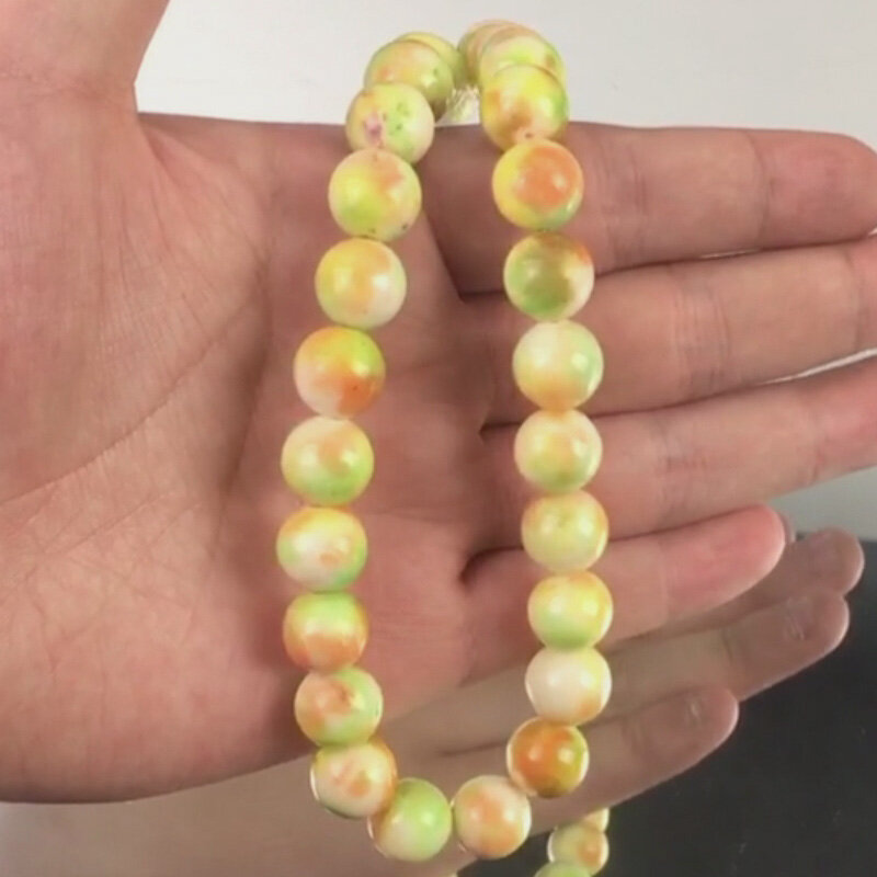 Natürliche Stein Runde Orange Grün Jade Chalcedon Perlen Lose Spacer Perlen Für Schmuck Machen DIY Armband Halskette 6/8/10mm