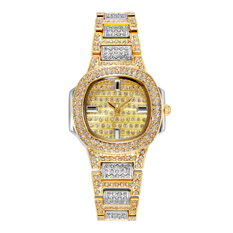 Reloj de lujo con diamantes para mujer, pulsera de cristal, de cuarzo, 01