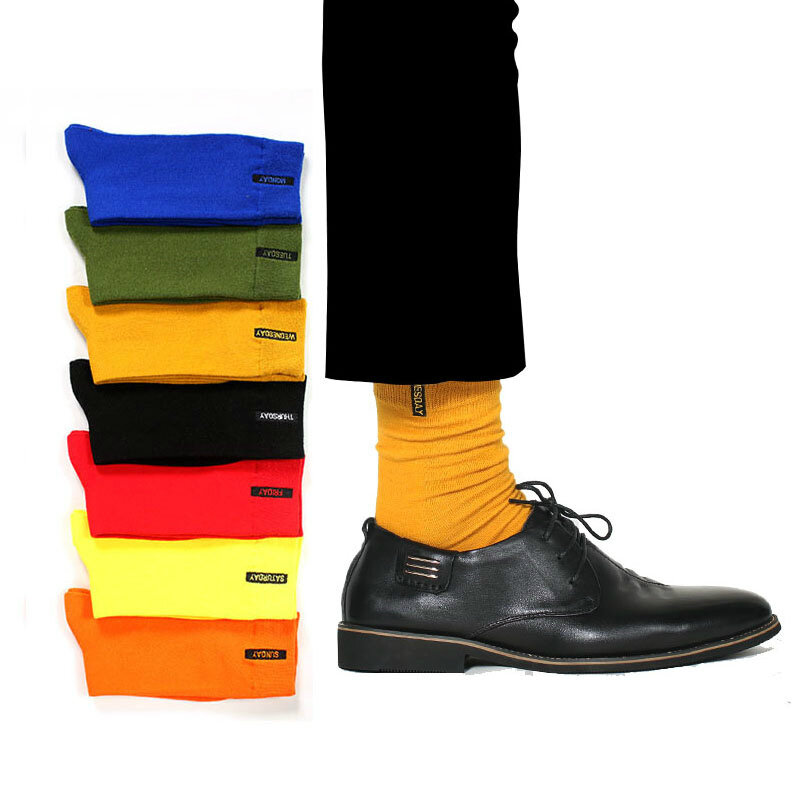 Calcetines de algodón peinado con letras bordadas para Hombre, calcetín informal, Color sólido, nuevo, Otoño e Invierno
