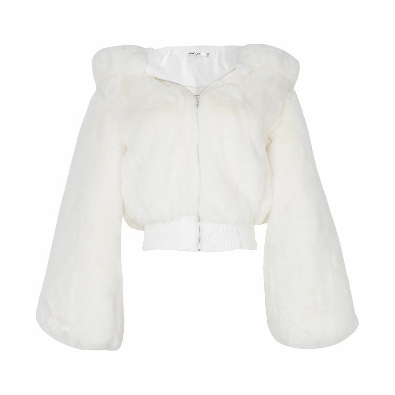 Mantel dan Jaket Bulu Imitasi Potongan Berbulu Kualitas Tinggi Mantel Atasan Berbulu Wanita dengan Jaket Bulu Musim Dingin Bertudung Mantel Wanita