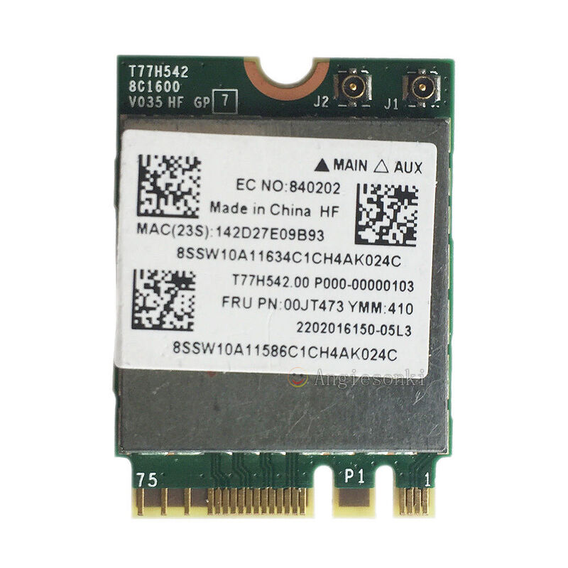 BCM943162ZP AC WLAN 카드 2.4G 및 5G 433M Wifi + Bluetooth 4.0 NGFF FRU 00JT473 용 Lenovo G50-30 45 70 70M Z50-70-75 E455 E555