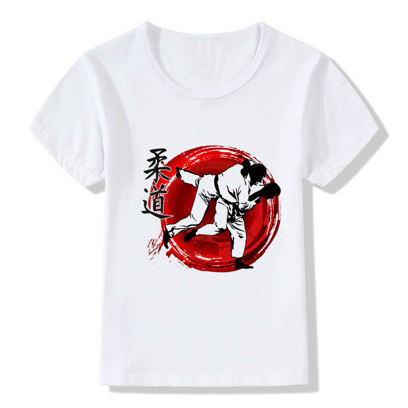 Футболка для мальчиков с принтом эволюции дзюдо, летняя новая модная повседневная детская футболка с коротким рукавом, одежда для маленьких девочек, детские топы, HKP402