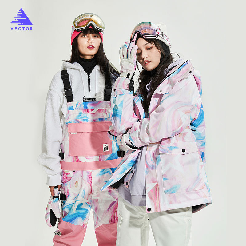 ผู้หญิงเสื้อแจ็คเก็ตแบรนด์เกาหลีหนาเล่นสกีสกีอุ่นแจ็คเก็ตหิมะฤดูหนาวที่อบอุ่นกันน้ำ Windproof สกีและสโนว์บอร์ดชุด