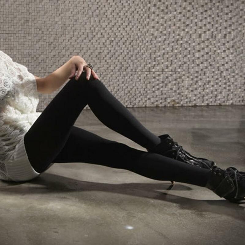 Sexy Lady rajstopy jednolity kolor zagęścić Stretch Footed rajstopy dziewiąte spodnie ciepłe legginsy damskie rajstopy pończochy czarne