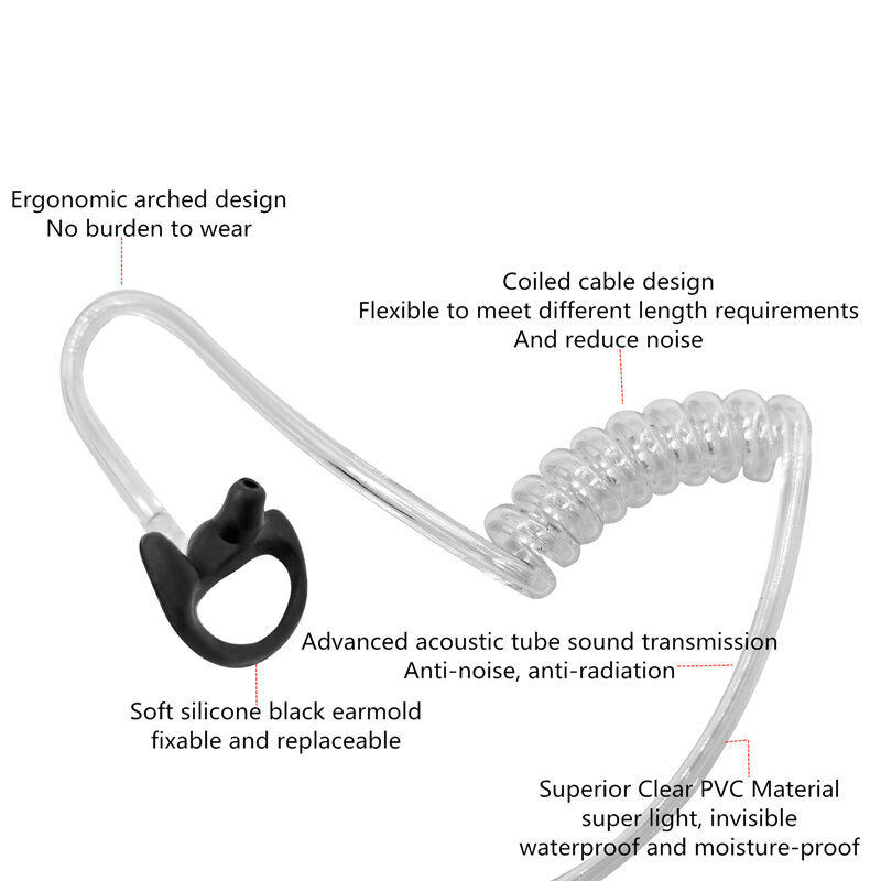 Air Acoustic Earpiece Headset for Sepura 2 Way Radio, STP8000, STP8030, STP8035, STP8038, Walkie-talkies Accessories