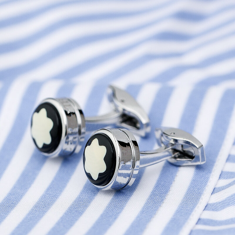 Gemelli della camicia di lusso flexcle per i gemelli dei bottoni del polsino di marca degli uomini gemelli gioielli da sposa rotondi di alta qualità