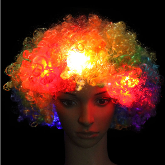Luminous Headgear Hat Explosive Head Wig LED Flash Headdress Clown Wig Fans Supplies Adult Party performance White