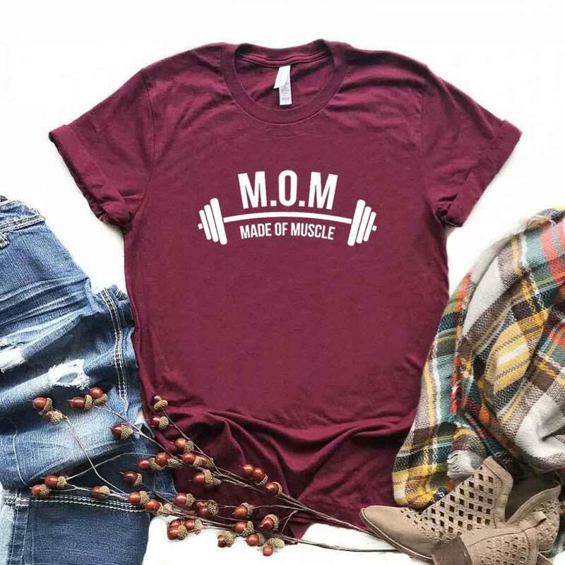 Made of Muscle MOM Gym Print Women Tshirts Casual Funny t Shirt For Lady  Yong Girl Top Tee 6 Color Drop Ship NA-931