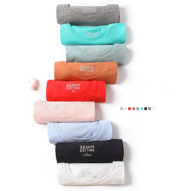 SEMIR informal-Camiseta de algodón para hombre, camisetas blancas de manga corta, ropa de calle, Tops de verano