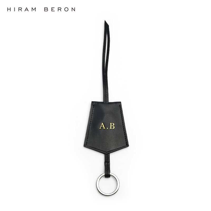 Hiram Beron – porte-clés en cuir tanné végétal italien sans monogramme, pour étui de sac avec anneau à l'intérieur, livraison directe