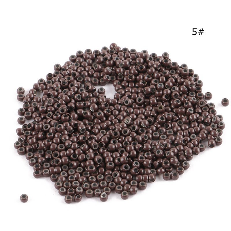 1000 pçs/lote 5 # brown silicone nano anel para extensões de cabelo micro anéis 3.0mm nano contas menor silicone nano anéis links