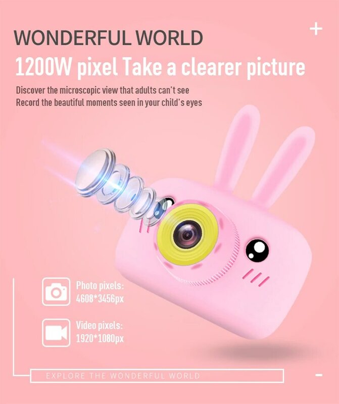 Nouveau X9 double appareil photo numérique pour enfants avec 2.0 pouces HD affichage dessin animé mignon étui de protection lecteur enregistreur vidéo enfants