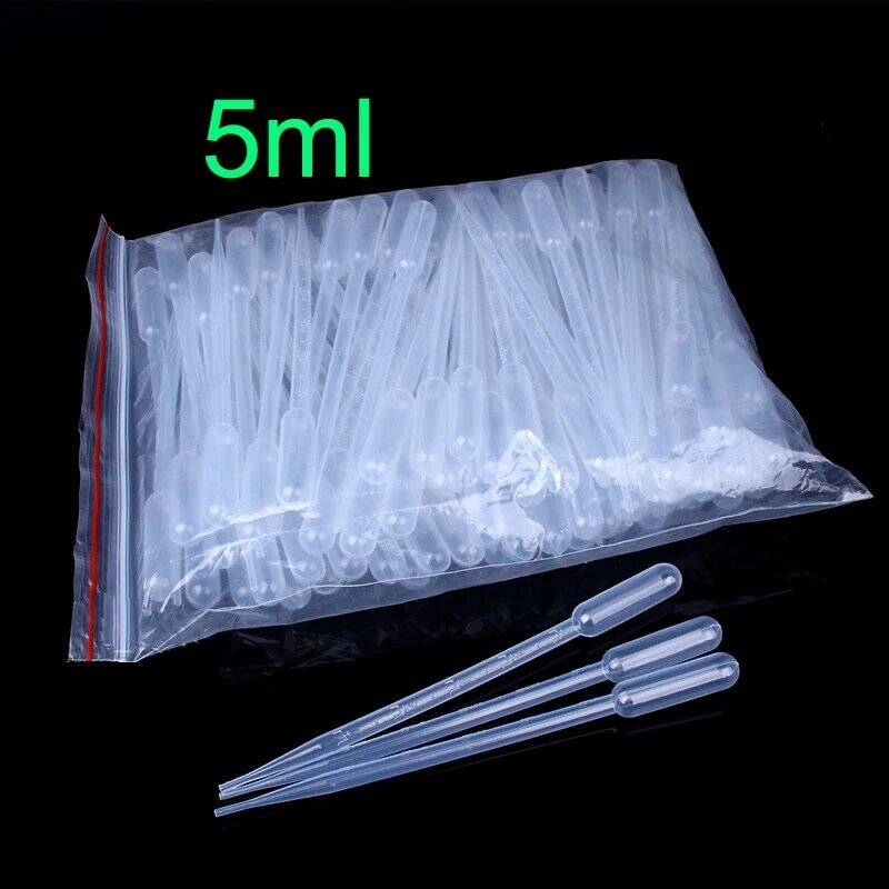 50~1000pcs , 5ml Disposable Plastic Pipette Graduated Transparent Dropper Pasteur Pipettes Laboratory Experiment Supplies