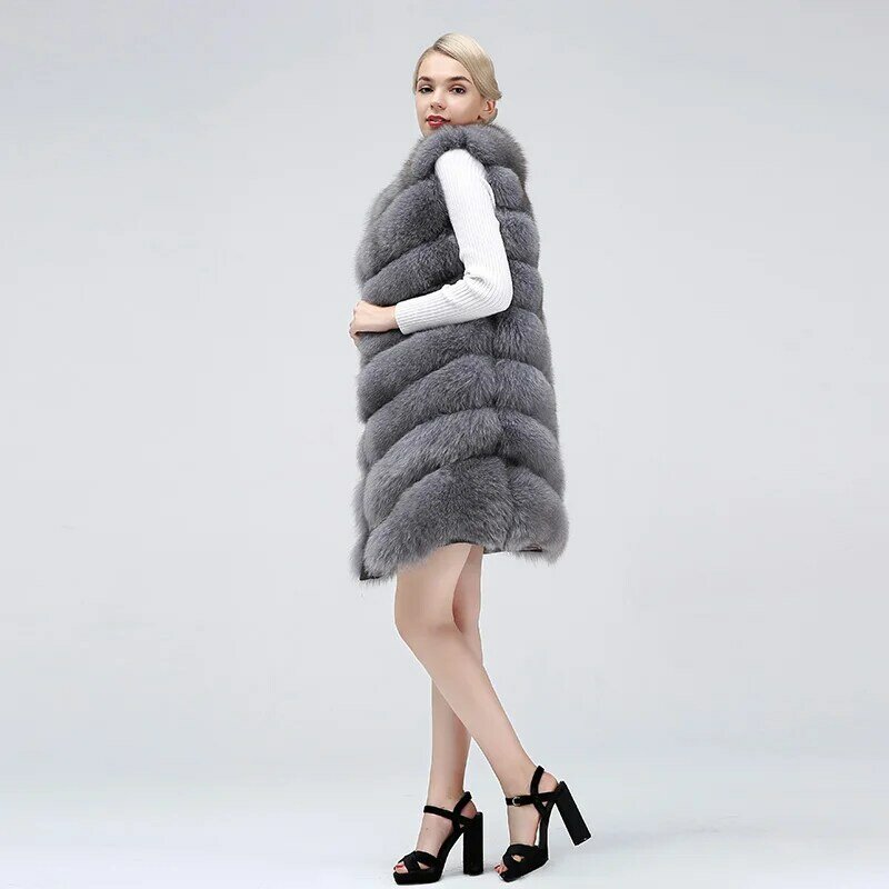 Natural Fox Fur Coat 100% Real Fox Fur Vest Jacket Women's Pretty Warm Coat. Natural Real Fur Coat Real Fur Coats