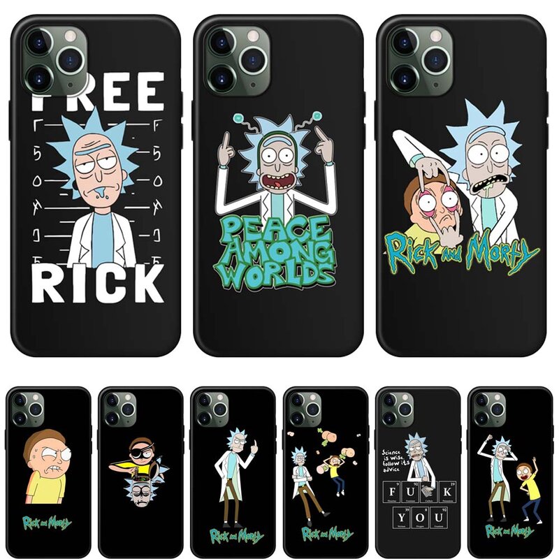 Rick And Morty Black TPU case for iPhone XR XS Max X Coque For iPhone 11 Pro Max Case For iPhone 7 8 6 6S Plus 5 5S SE Fundas