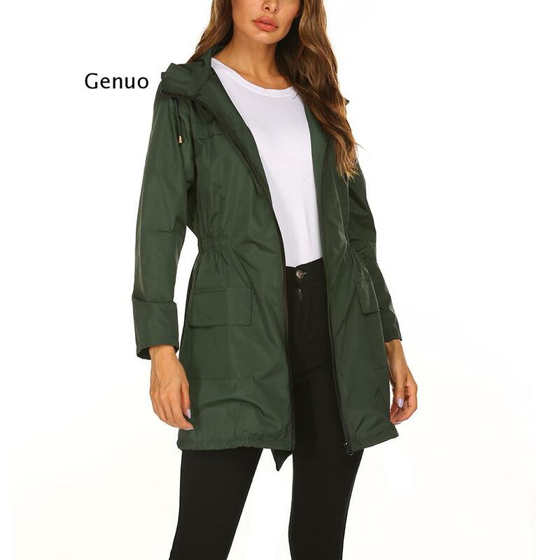 Women Hooded Windcoat Raincoat Outdoor Hiking Coat Long Sports Jacket Autumn Warm Outwear Camping Coat Light Weight