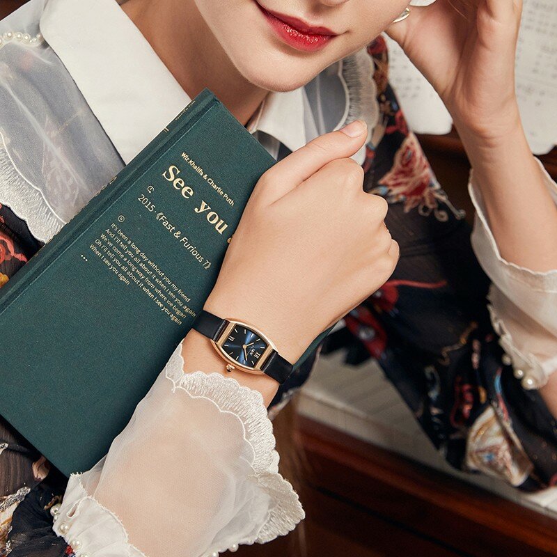 I & W – montre de luxe pour femmes, bracelet en cuir saphir, mouvement à Quartz suisse, étanche, 2021