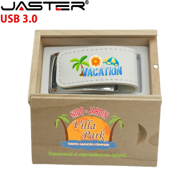 JASTER-unidades Flash USB 3,0 de madera y cuero, regalos bonitos, fotografía de boda personalizada, más de 1 unidad, logotipo gratis, novedad