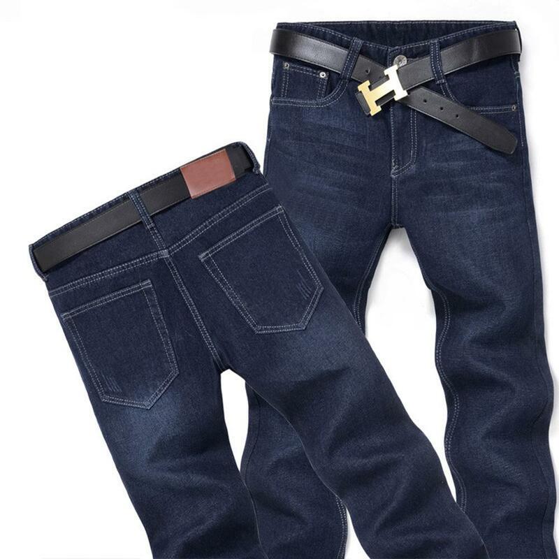Jeans en denim droit taille moyenne pour hommes, pantalons longs, FJJ, 2023