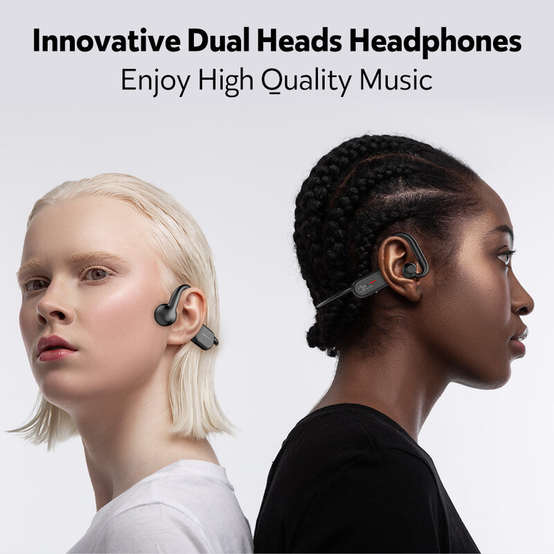 Dacom G100 Earphone Tahan Air 2-In-1 Driver Dinamis & Konduksi Tulang Headset Nirkabel Headphone Bluetooth Olahraga