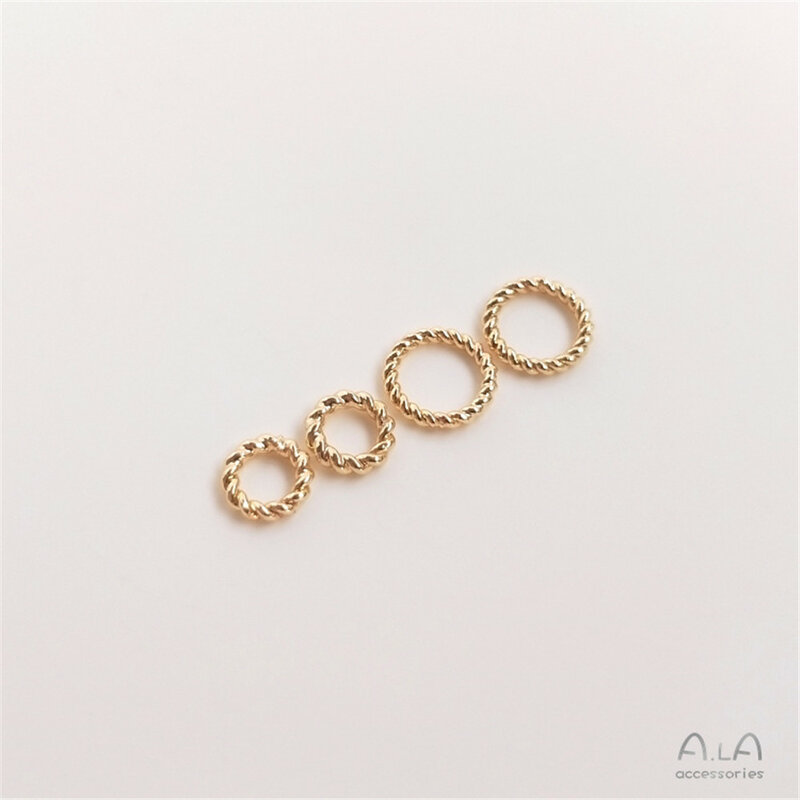 Gelang rami lingkaran tertutup berlapis emas 14K cincin benang terbuka DIY tali tangan manik koneksi cincin kepala bahan perhiasan