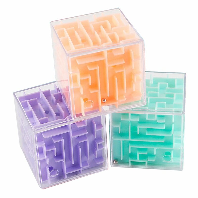 1pc 3D 미로 매직 큐브 투명한 육면체 퍼즐 스피드 큐브 롤링 볼 게임 Cubos 미로 완구 어린이를위한 교육