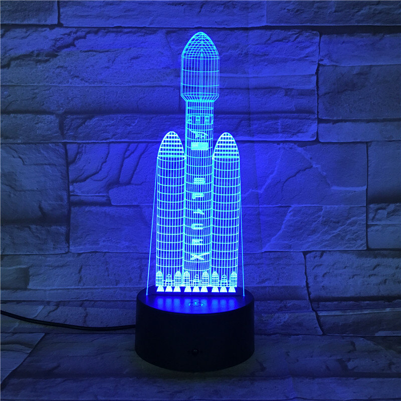 الإبداعية ثلاثية الأبعاد أضواء ليلية الصواريخ لامبارا السرير ضوء الليل 7 ألوان بناء مصباح ديكور المنزل للطفل لعبة هدية 684