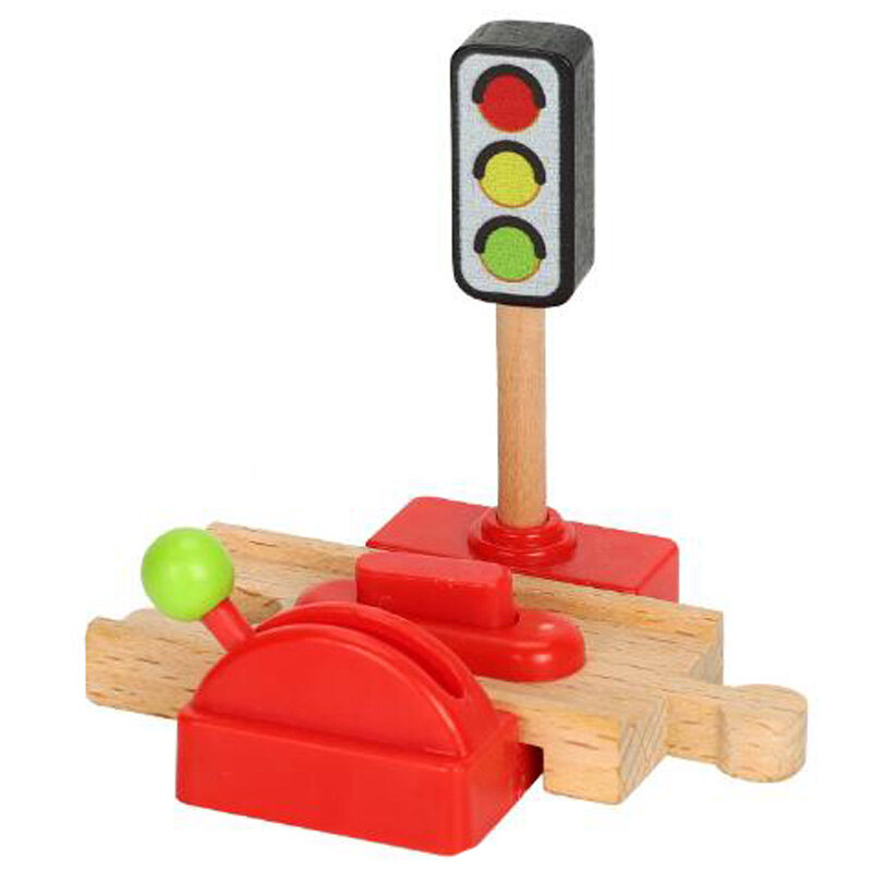 Set di binari in legno per treni ferroviari accessori semaforo scena ferrovia transito adatto per giocattoli educativi in legno per binari magnetici