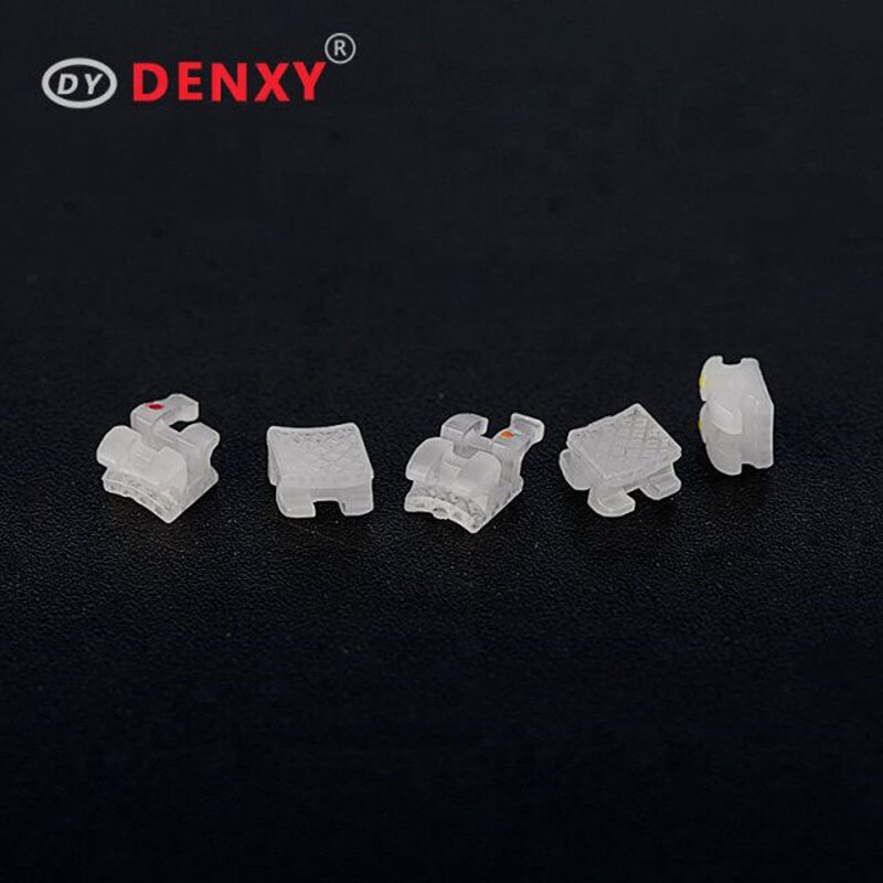 Denxy 2 مجموعات 3 سلسلة السيراميك Brakcets تقويم الأسنان بين قوسين شبكة قاعدة الأسنان تقويم الأسنان هدفين MBTt/روث 022 hooks345