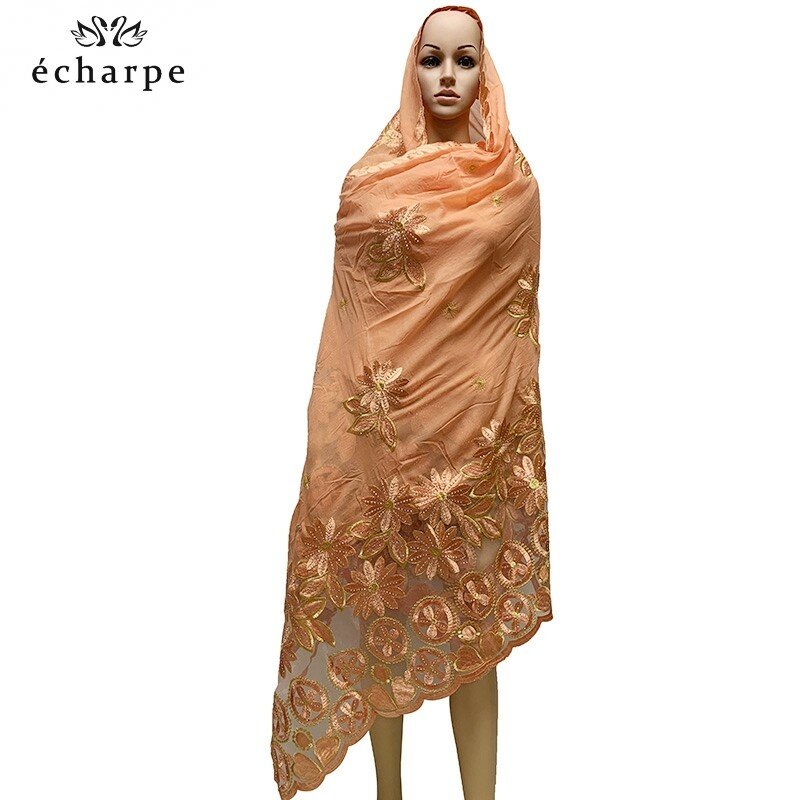 새로운 아프리카 여성 Scarfs 이슬람 자 수 shawls에 대 한 부드러운 코 튼 큰 스카프 pashmina BM937