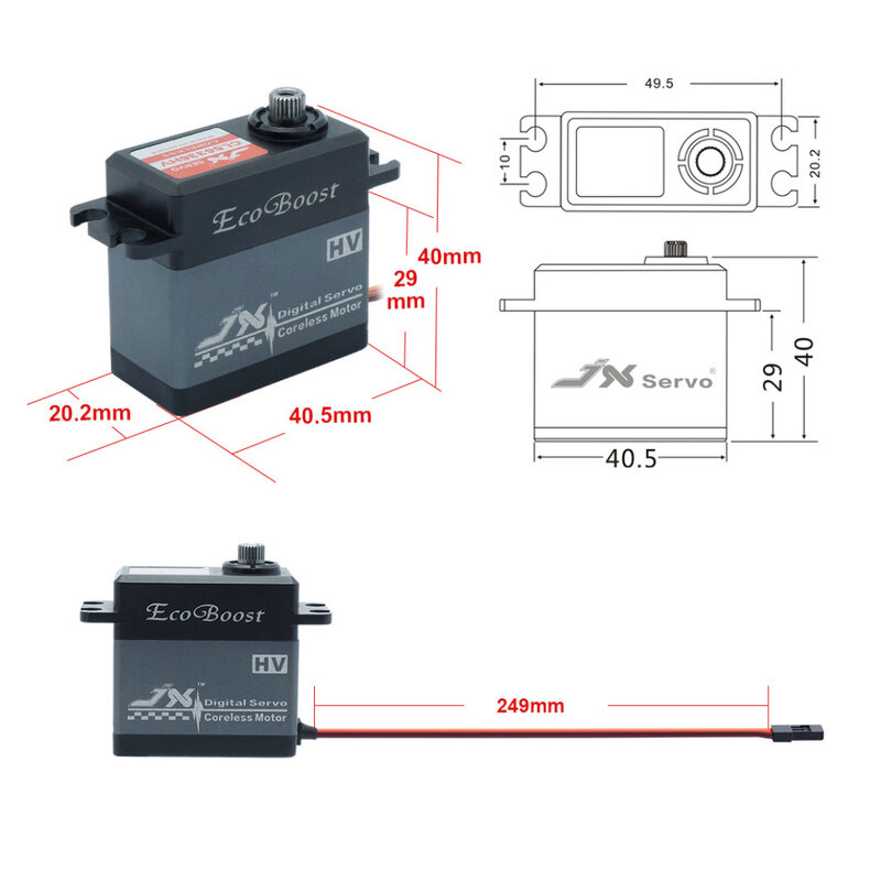 JX Ecoboost-Servo sin núcleo Digital CNC, 36KG, gran par, 180 grados, CLS6336HV, para modelos RC, helicópteros y coches