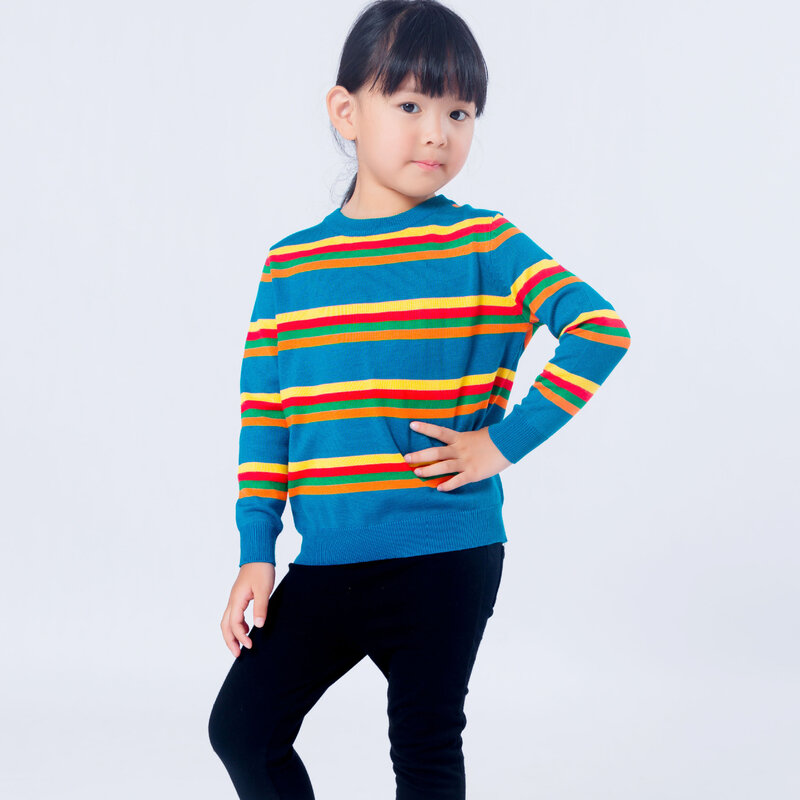 Neue Winter Baumwolle Pullover Rollkragenpullover Streifen Farbe Langarm