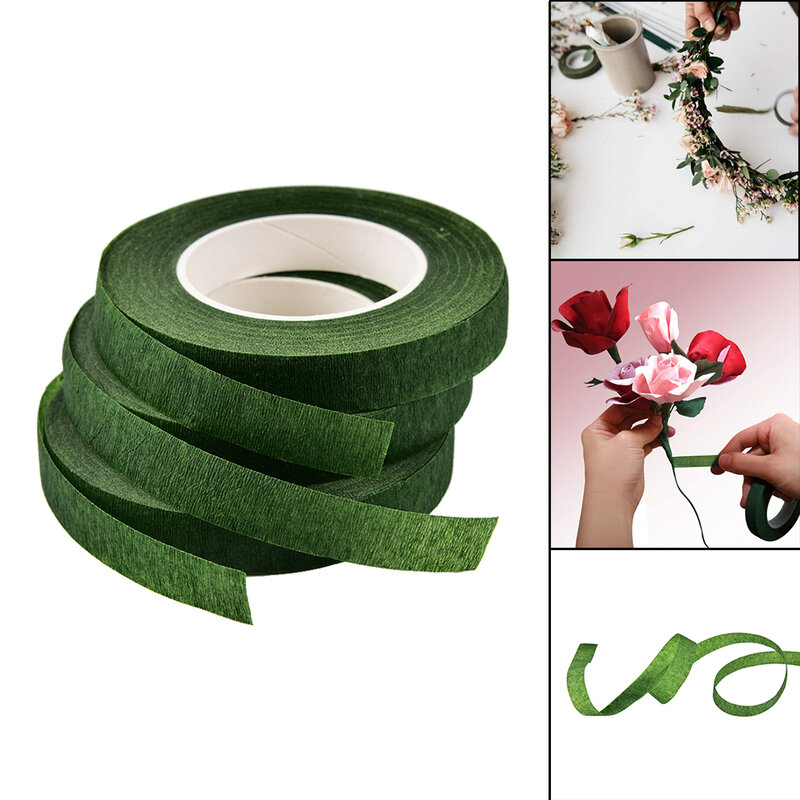 Cinta adhesiva decorativa verde para tallo, flor Artificial Floral, cinta elástica esalable, suministros de bricolaje, 1 pieza