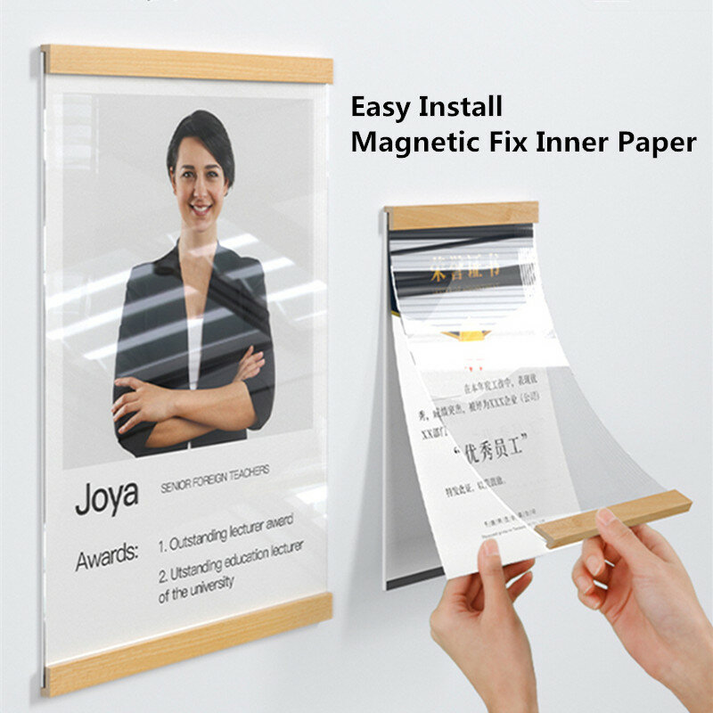 Porta documentos em acrílico transparente para parede a4, suporte com adesivo de 8.5x11 embutido, porta documentos de papel, moldura de cartaz e ad