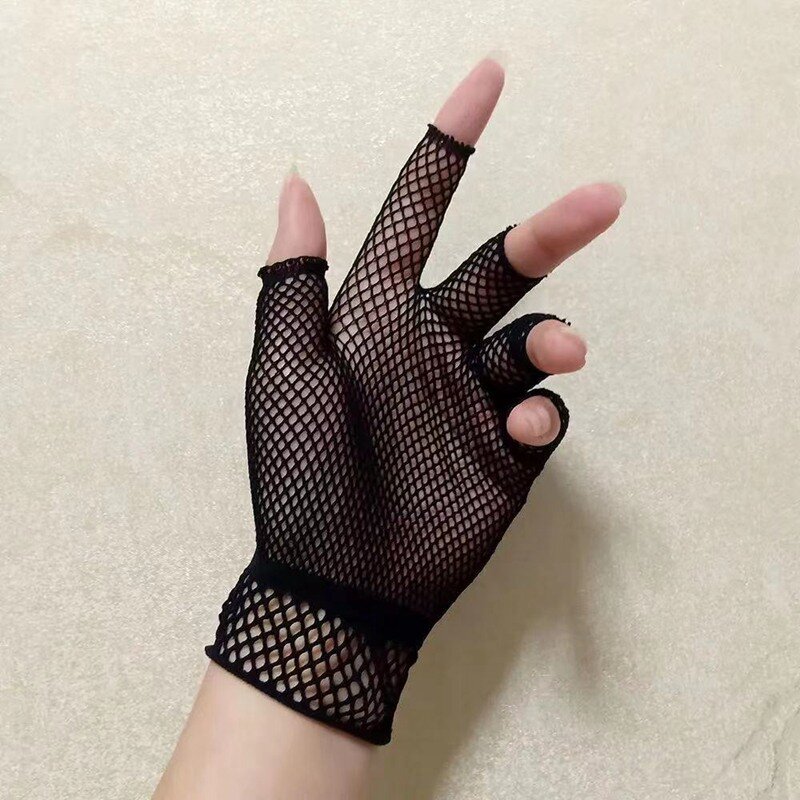 Короткие ажурные перчатки унисекс, модные женские черные перчатки без пальцев в стиле панк-рок, необычные сексуальные перчатки для ночного клуба вечерние, 1 пара