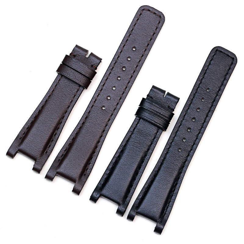 Pesno Top-schicht Leder Uhr Band Schwarz Braun Dark brown14mm 16mm Echtes Leder Armband Geeignet für GUCCI VERRIEGELUNG