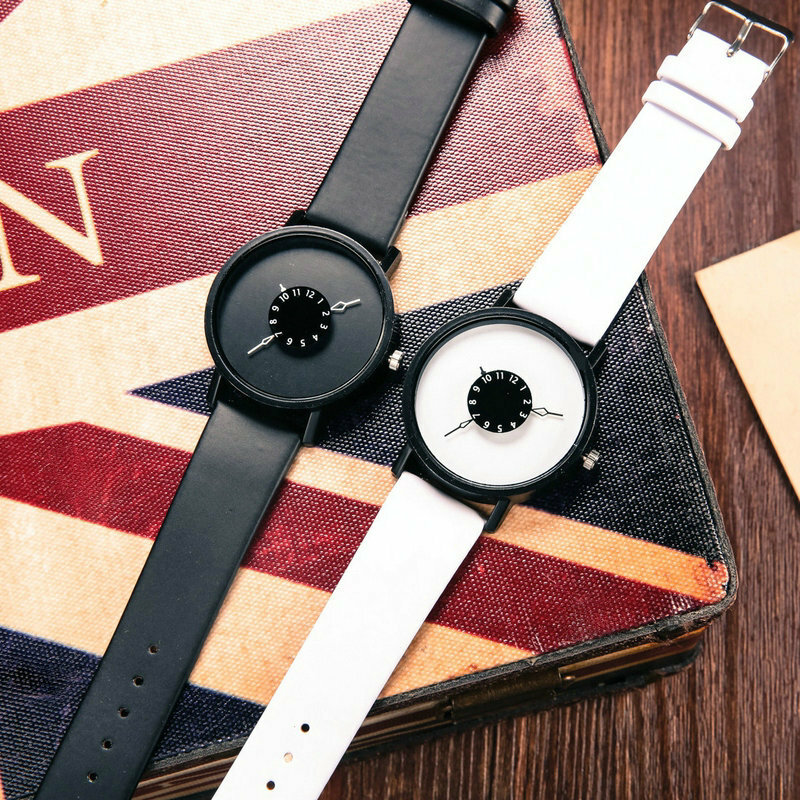 심플한 패션 한국 연인 커플 쿼츠 시계, 가죽 시계, 남녀공용 손목시계, 개성 있는 학생 시계 LL