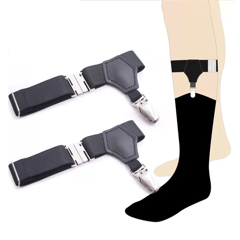 1 par antiderrapante ao ar livre anti ferrugem suspensórios titular vinco resistente ajustável masculino meias permanece universal elástico leve