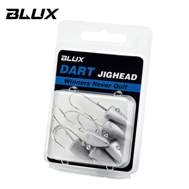 Blux dardo jighead fishhooks 3.5g 5g 7g 10g 14g sem-fim isca de pesca gancho macio jig cabeça isca artificial equipamento de pesca