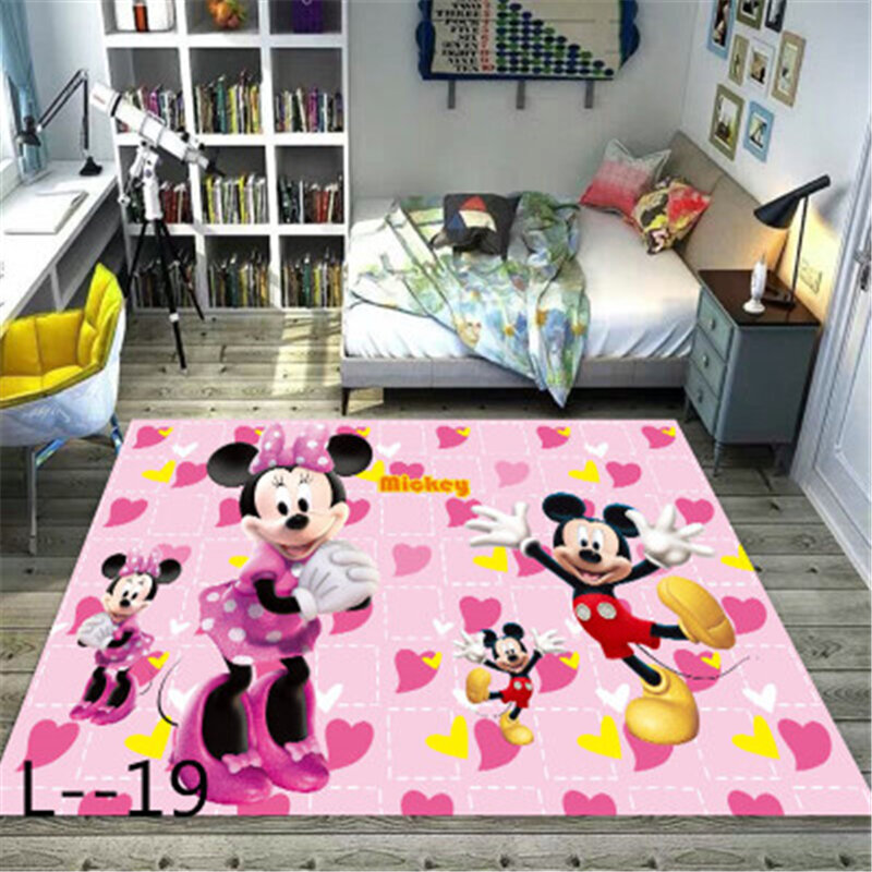 Alfombra de Mickey y Minnie para comedor, tapete con estampado de tablero de madera para puerta de dormitorio, cocina y sala de estar